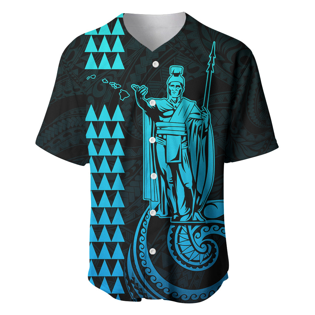 Custom Hawaii Baseball Jersey King Kamehameha - Aqua LT9 - Wonder Print Shop