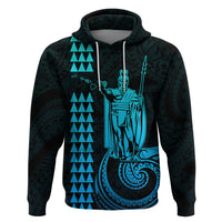 Custom Hawaii Hoodie King Kamehameha - Aqua - Wonder Print Shop