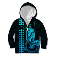 Custom Hawaii Kid Hoodie King Kamehameha - Aqua - Wonder Print Shop