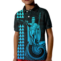 Custom Hawaii Kid Polo Shirt King Kamehameha - Aqua - Wonder Print Shop
