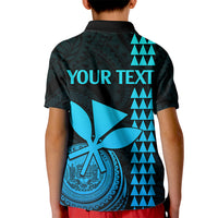 Custom Hawaii Kid Polo Shirt King Kamehameha - Aqua - Wonder Print Shop