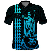 Custom Hawaii Polo Shirt King Kamehameha - Aqua - Wonder Print Shop