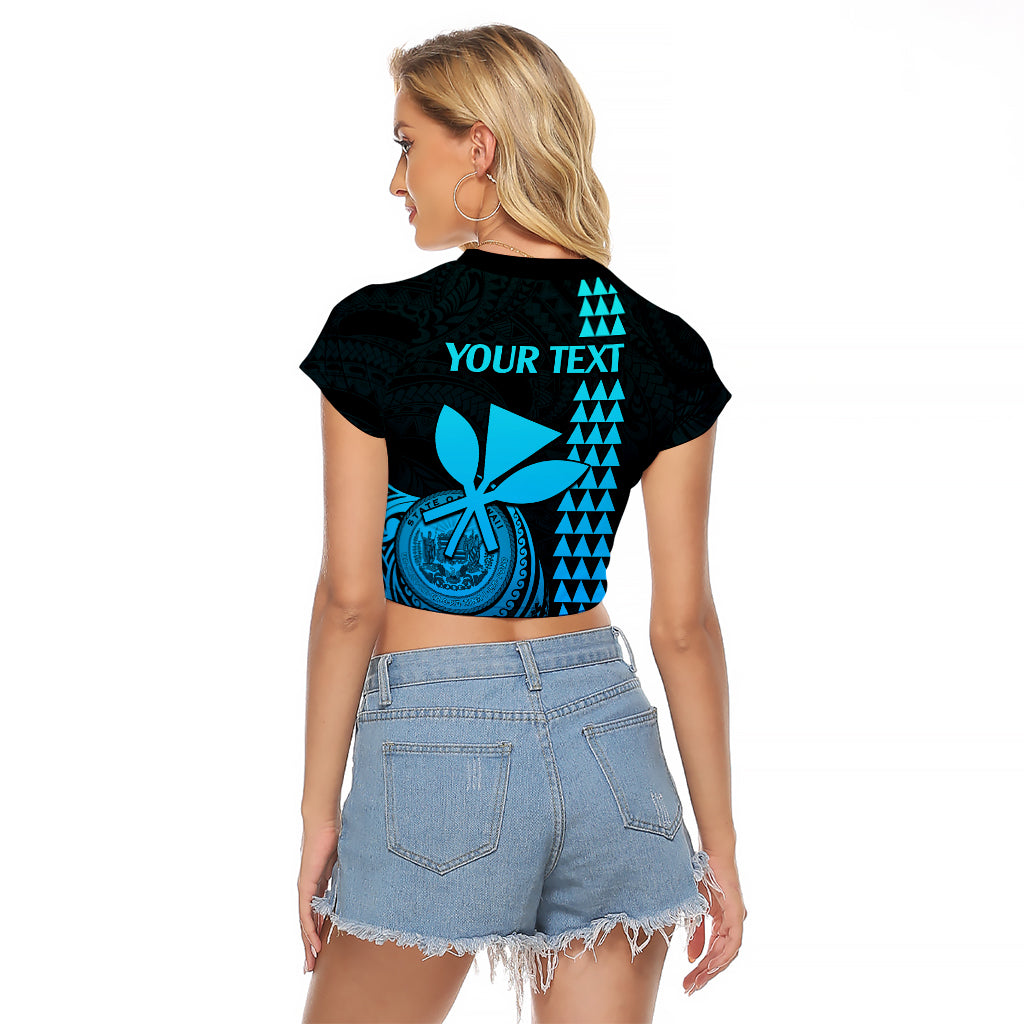 Custom Hawaii Raglan Cropped T Shirt King Kamehameha - Aqua - Wonder Print Shop