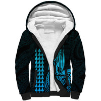 Custom Hawaii Sherpa Hoodie King Kamehameha - Aqua - Wonder Print Shop