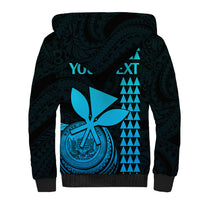 Custom Hawaii Sherpa Hoodie King Kamehameha - Aqua - Wonder Print Shop