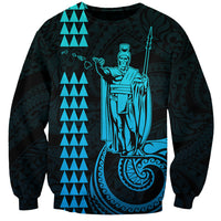 Custom Hawaii Sweatshirt King Kamehameha - Aqua - Wonder Print Shop