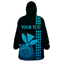 Custom Hawaii Wearable Blanket Hoodie King Kamehameha - Aqua - Wonder Print Shop