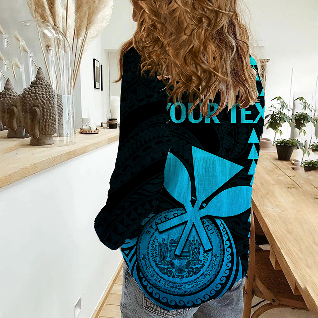 Custom Hawaii Women Casual Shirt King Kamehameha - Aqua - Wonder Print Shop