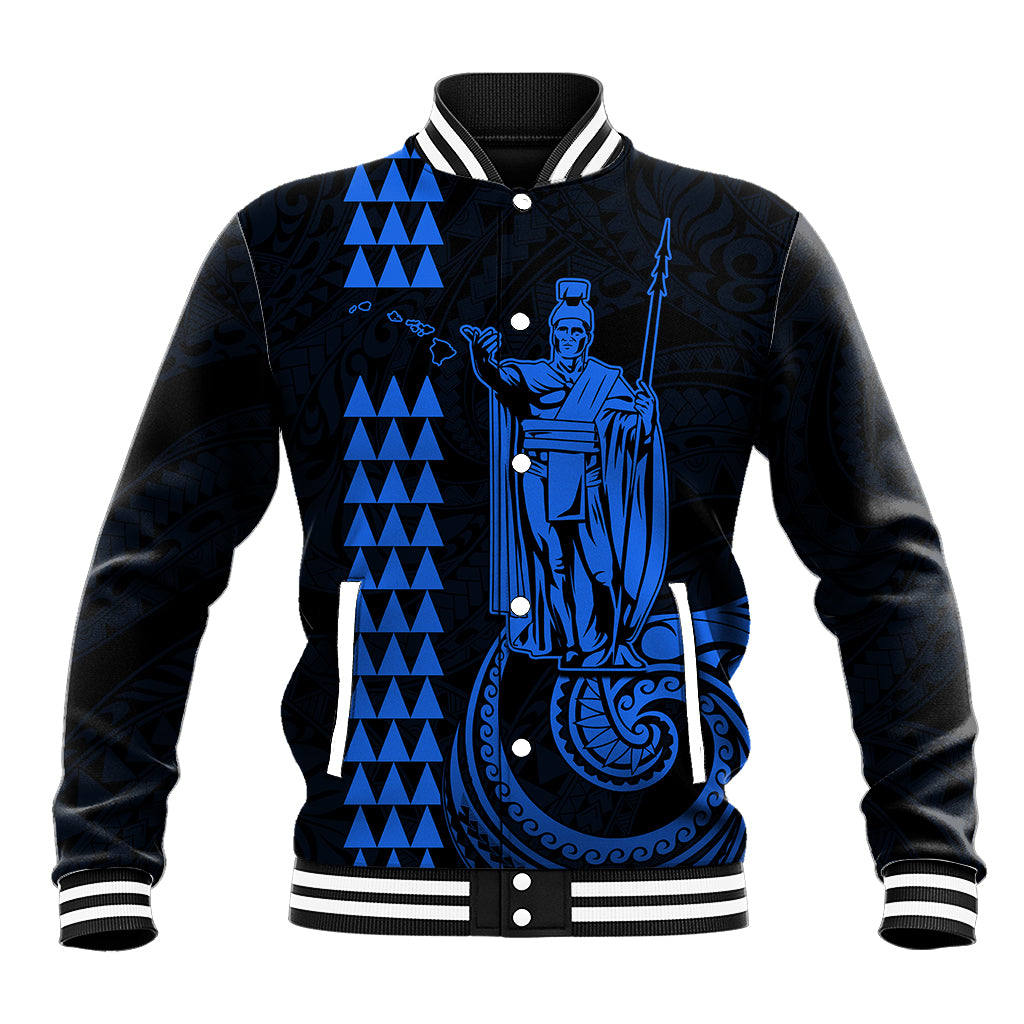 Custom Hawaii Baseball Jacket King Kamehameha - Blue LT9 - Wonder Print Shop