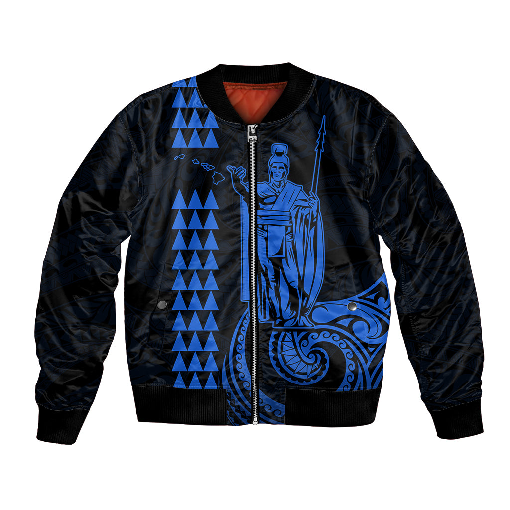 Custom Hawaii Bomber Jacket King Kamehameha - Blue LT9 - Wonder Print Shop