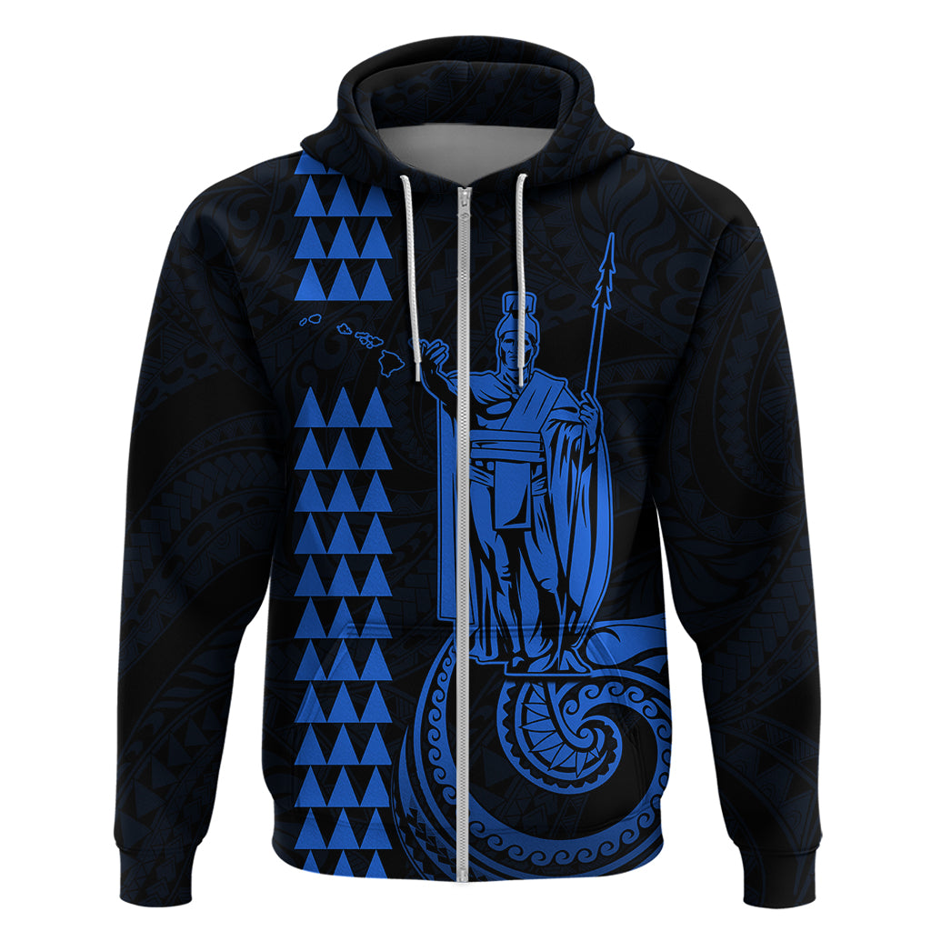 Custom Hawaii Hoodie King Kamehameha - Blue - Wonder Print Shop