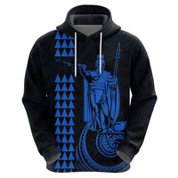 Custom Hawaii Hoodie King Kamehameha - Blue - Wonder Print Shop
