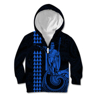Custom Hawaii Kid Hoodie King Kamehameha - Blue - Wonder Print Shop
