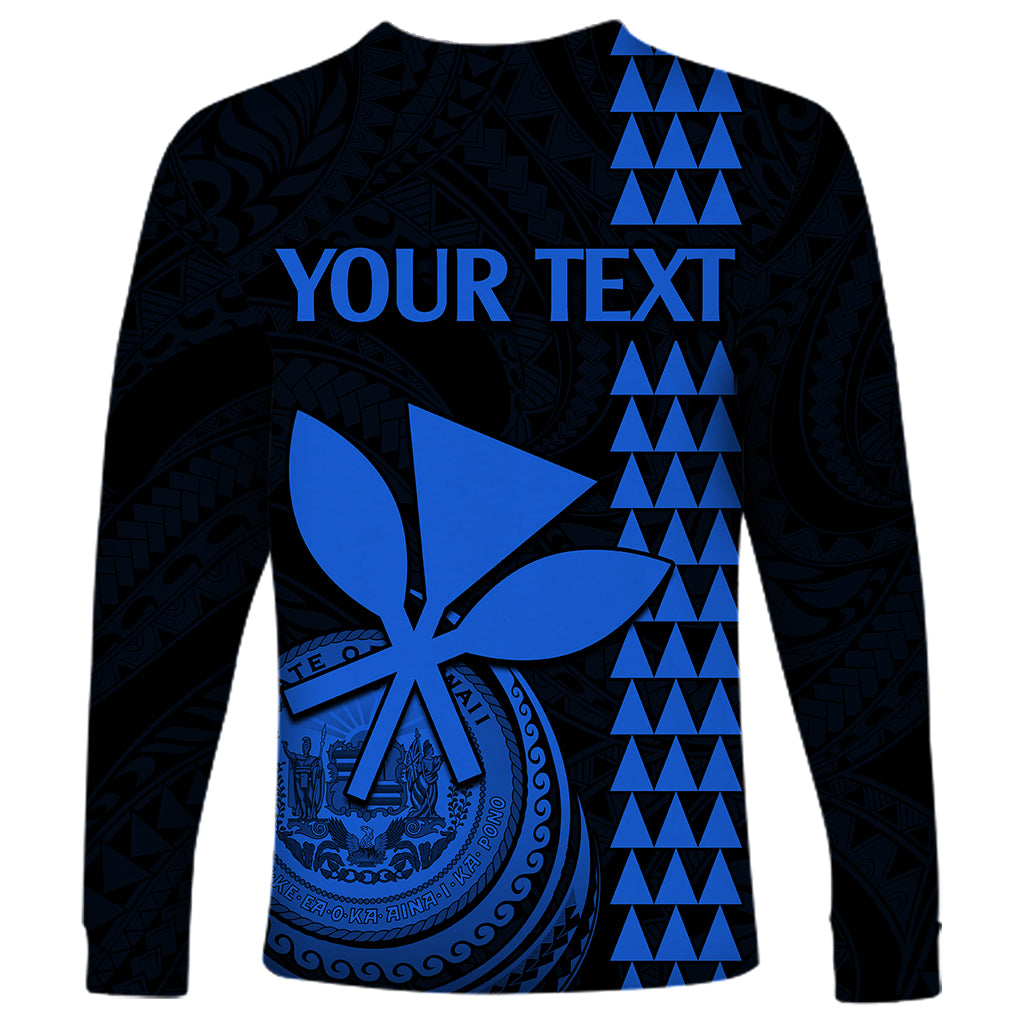 Custom Hawaii Long Sleeve Shirt King Kamehameha - Blue - Wonder Print Shop