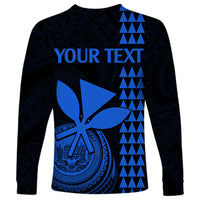 Custom Hawaii Long Sleeve Shirt King Kamehameha - Blue - Wonder Print Shop