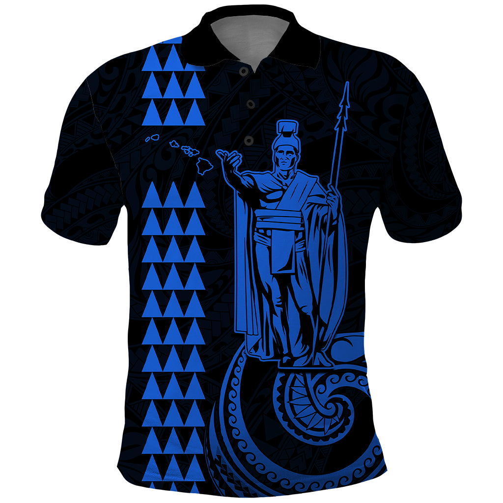 Custom Hawaii Polo Shirt King Kamehameha - Blue - Wonder Print Shop