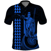 Custom Hawaii Polo Shirt King Kamehameha - Blue - Wonder Print Shop