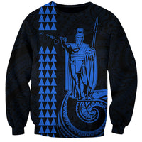 Custom Hawaii Sweatshirt King Kamehameha - Blue - Wonder Print Shop