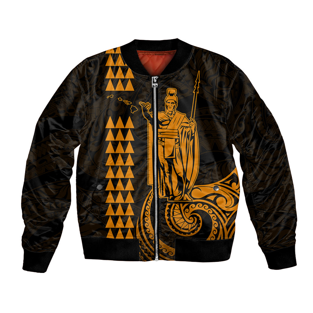 Custom Hawaii Bomber Jacket King Kamehameha - Gold LT9 - Wonder Print Shop