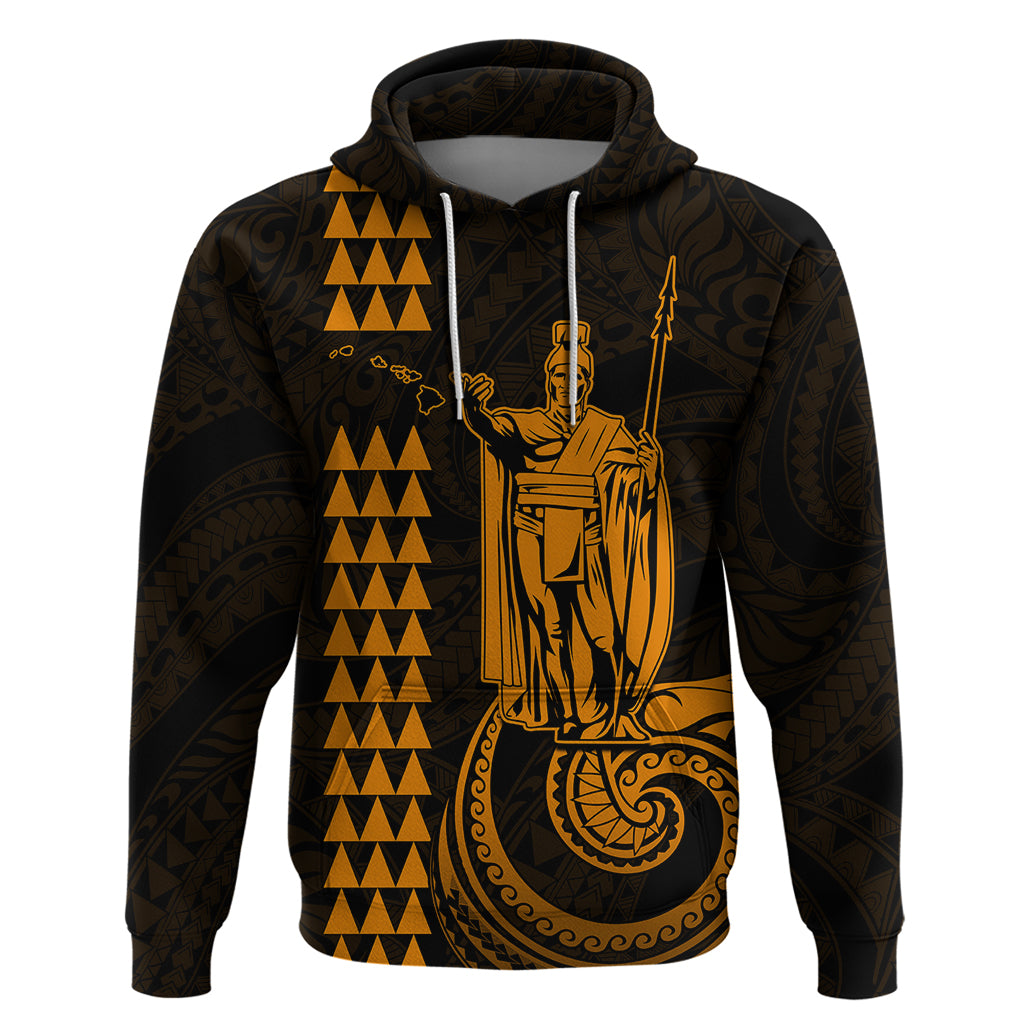 Custom Hawaii Hoodie King Kamehameha - Gold - Wonder Print Shop