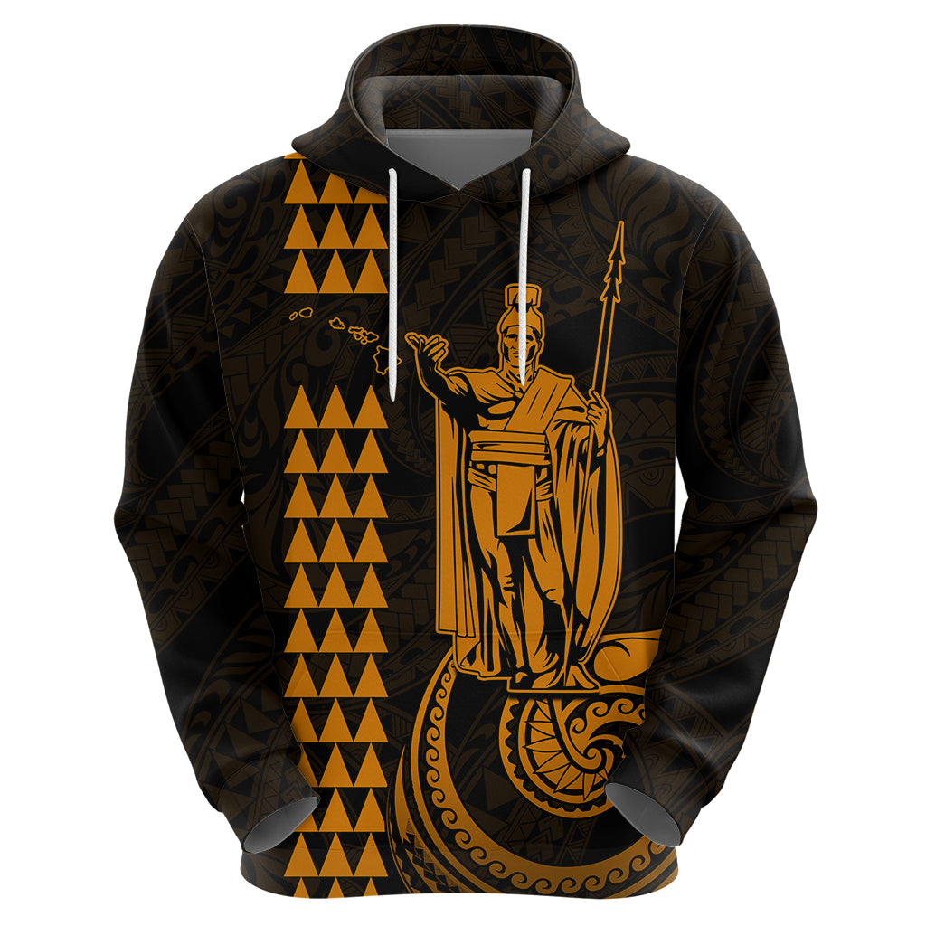 Custom Hawaii Hoodie King Kamehameha - Gold - Wonder Print Shop