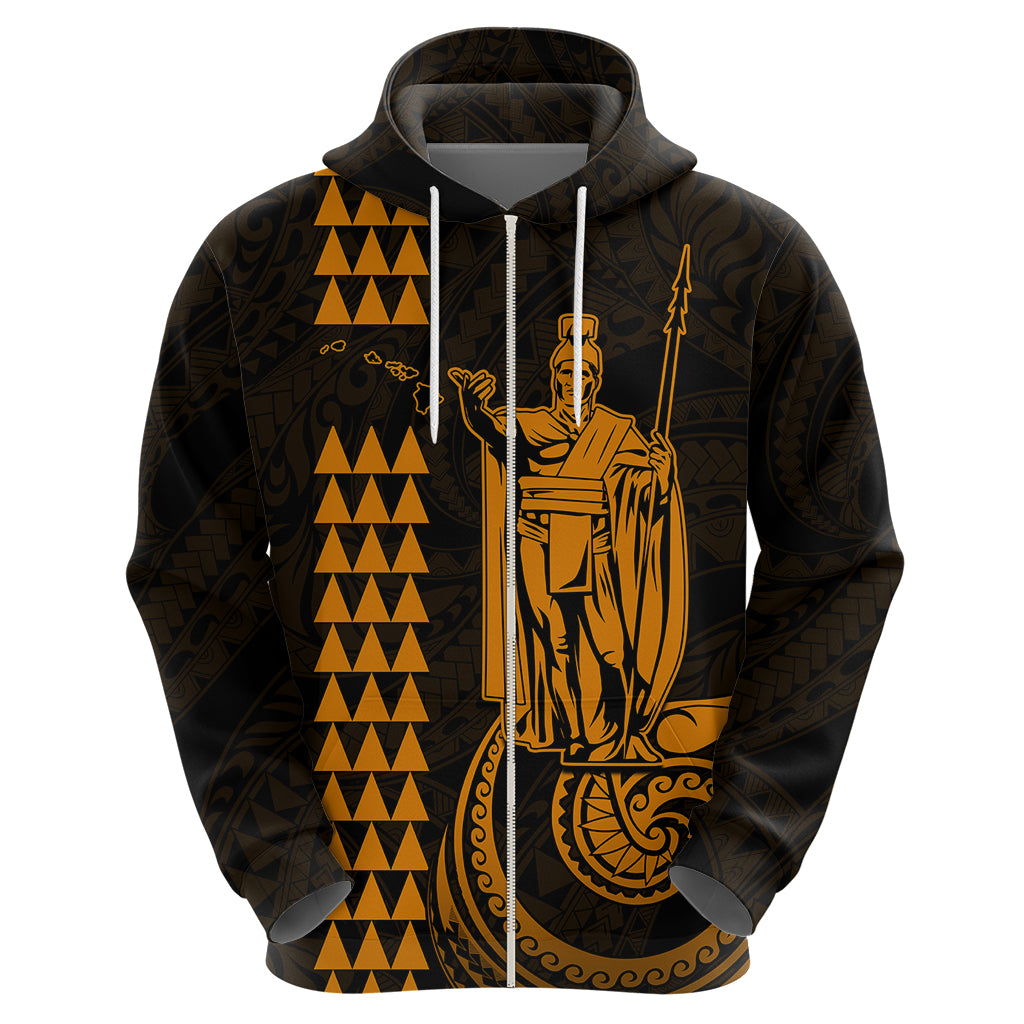 Custom Hawaii Hoodie King Kamehameha - Gold - Wonder Print Shop