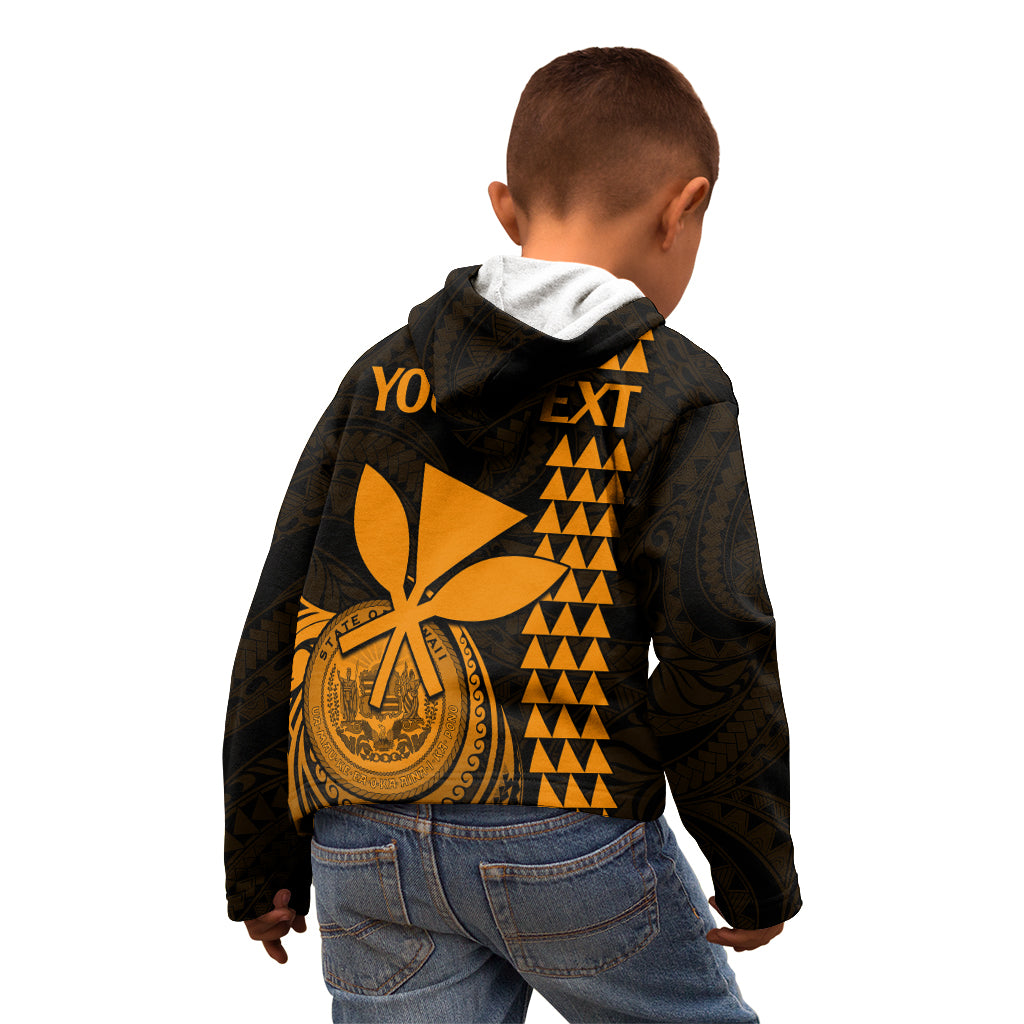 Custom Hawaii Kid Hoodie King Kamehameha - Gold - Wonder Print Shop
