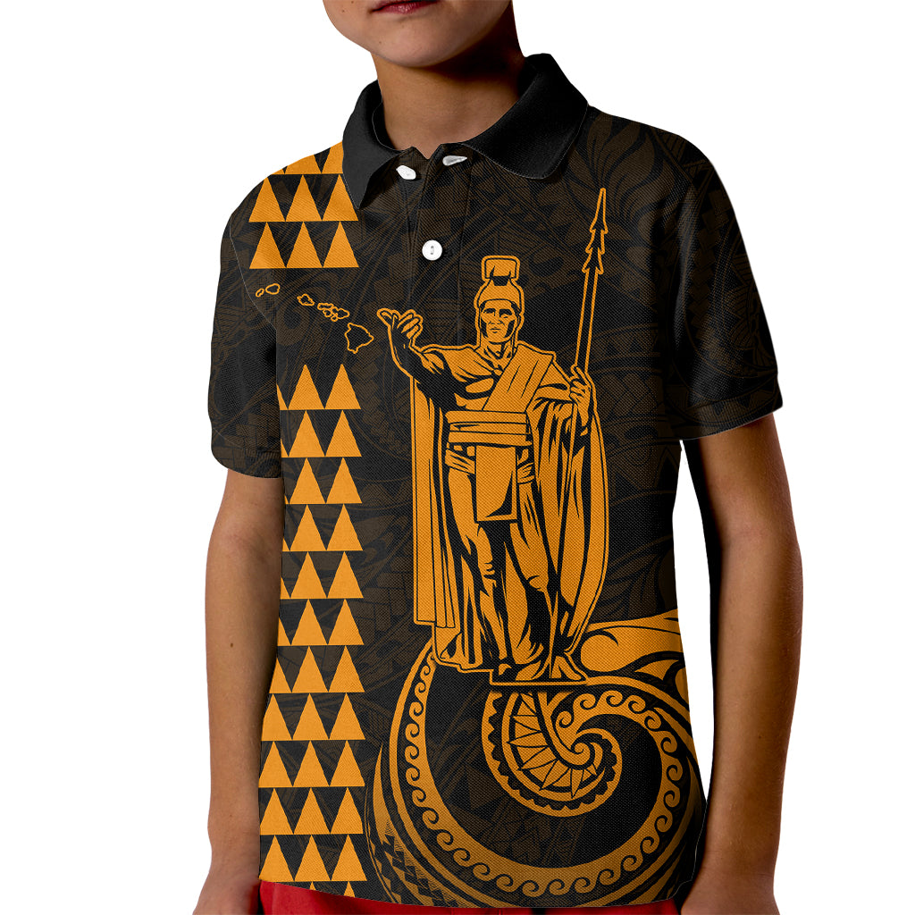 Custom Hawaii Kid Polo Shirt King Kamehameha - Gold - Wonder Print Shop