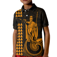 Custom Hawaii Kid Polo Shirt King Kamehameha - Gold - Wonder Print Shop