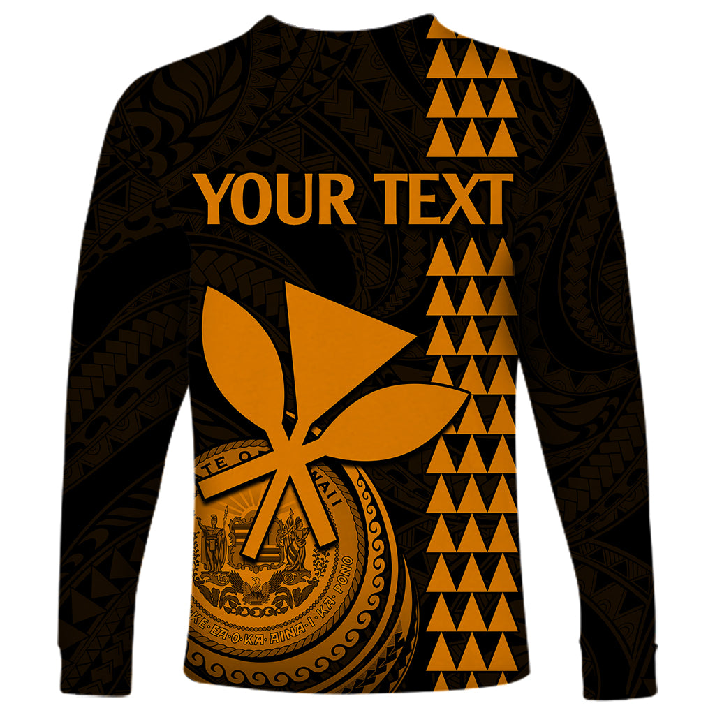 Custom Hawaii Long Sleeve Shirt King Kamehameha - Gold - Wonder Print Shop