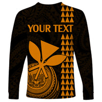 Custom Hawaii Long Sleeve Shirt King Kamehameha - Gold - Wonder Print Shop