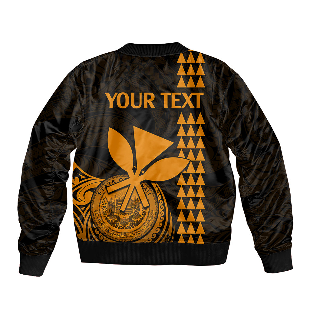 Custom Hawaii Sleeve Zip Bomber Jacket King Kamehameha - Gold - Wonder Print Shop