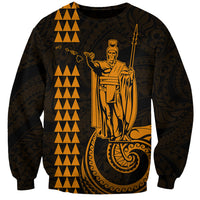Custom Hawaii Sweatshirt King Kamehameha - Gold - Wonder Print Shop