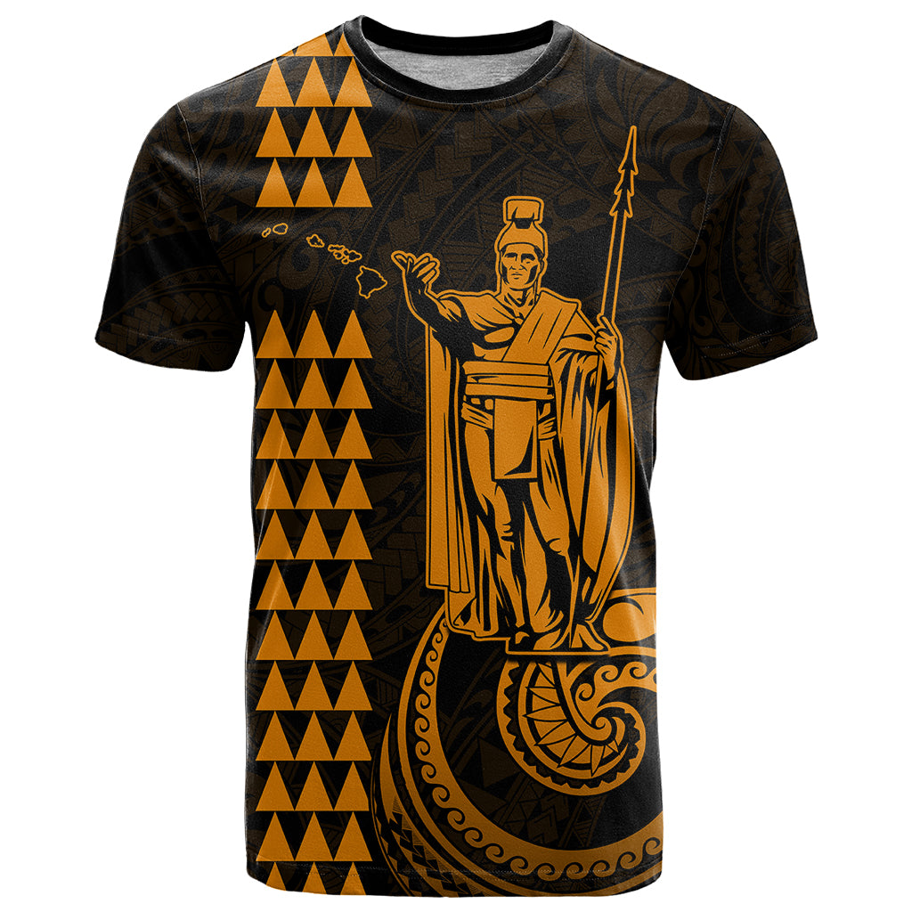 Custom Hawaii T Shirt King Kamehameha - Gold - Wonder Print Shop