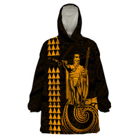 Custom Hawaii Wearable Blanket Hoodie King Kamehameha - Gold - Wonder Print Shop