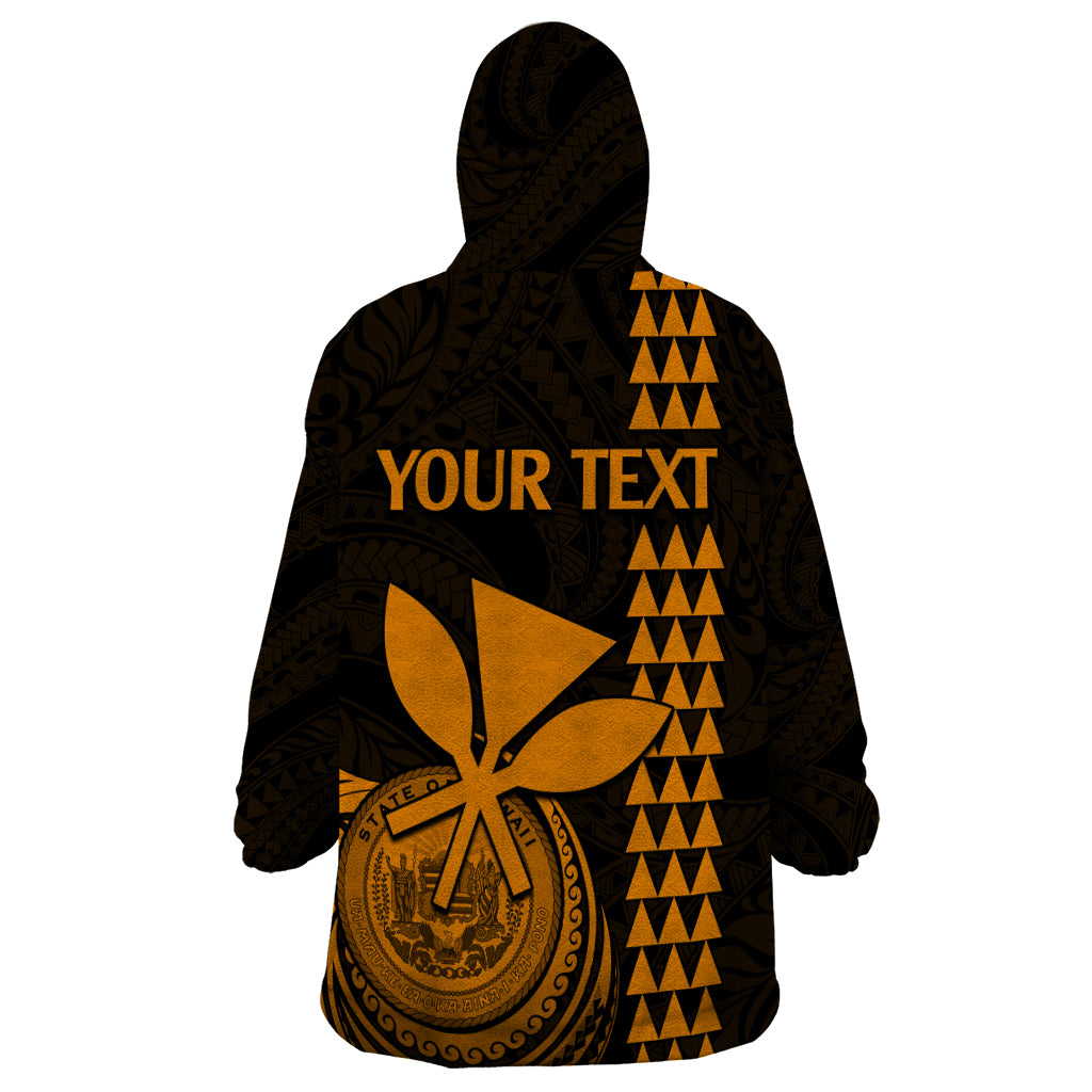 Custom Hawaii Wearable Blanket Hoodie King Kamehameha - Gold - Wonder Print Shop