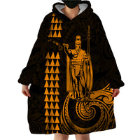 Custom Hawaii Wearable Blanket Hoodie King Kamehameha - Gold - Wonder Print Shop