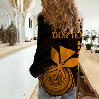 Custom Hawaii Women Casual Shirt King Kamehameha - Gold - Wonder Print Shop