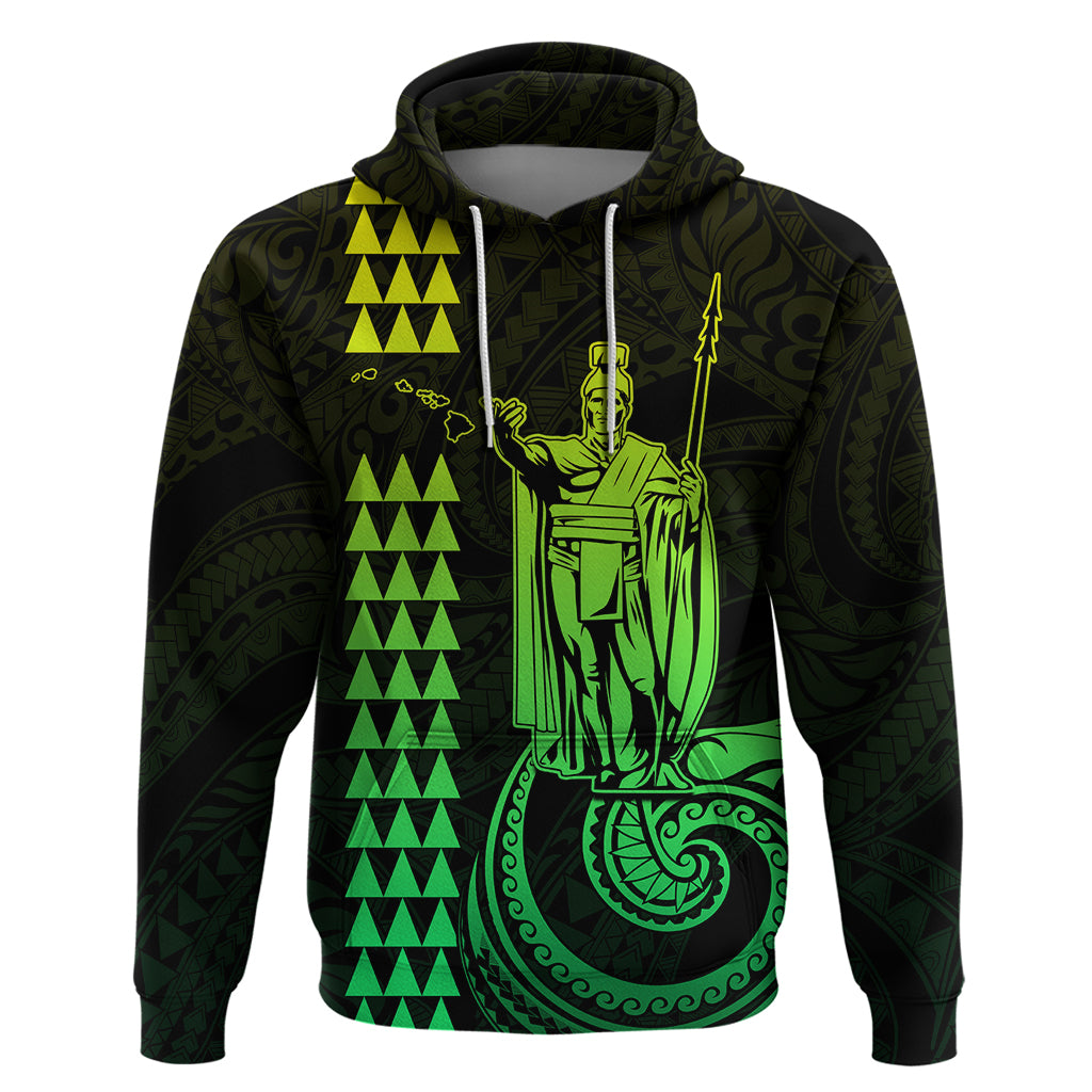 Custom Hawaii Hoodie King Kamehameha - Lime - Wonder Print Shop