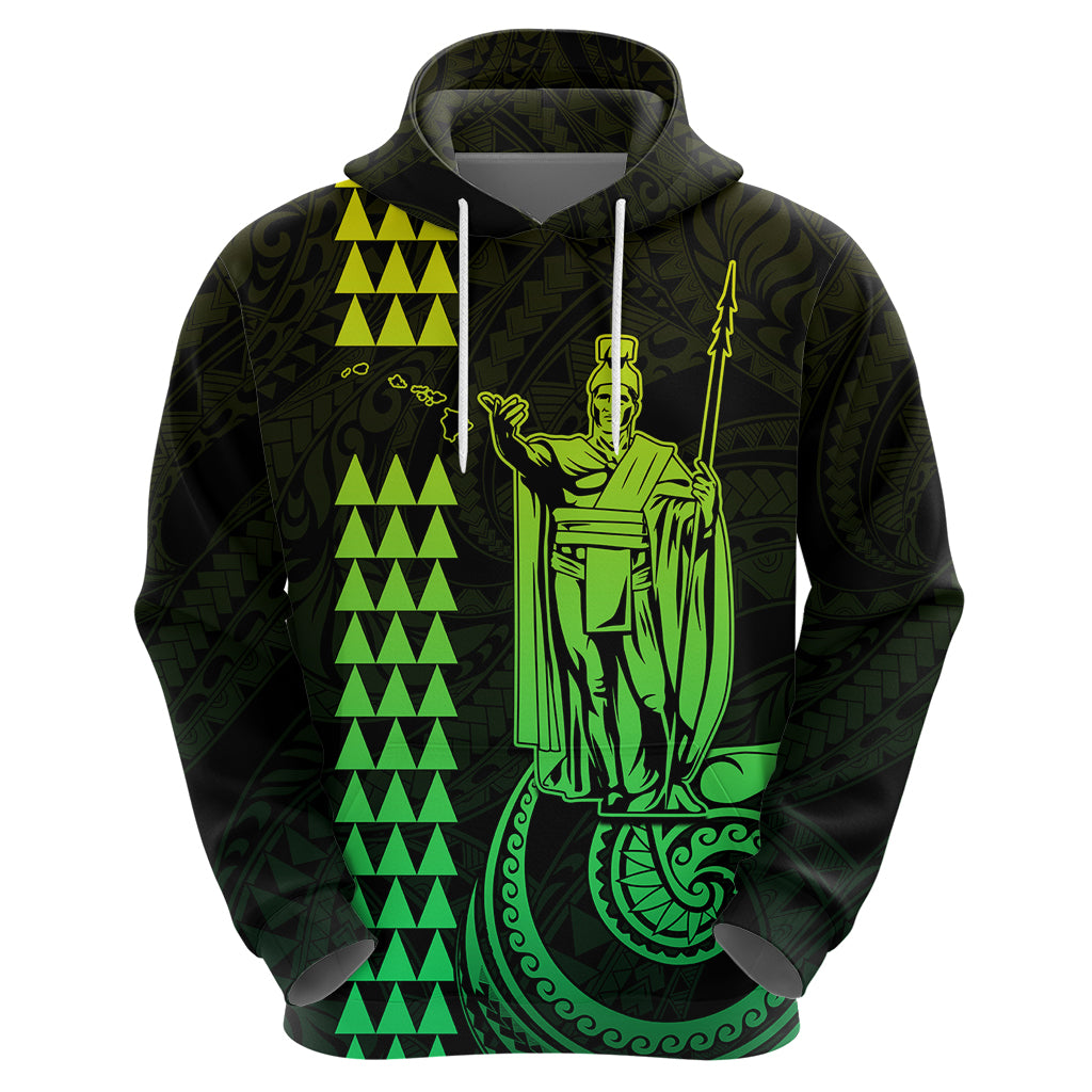 Custom Hawaii Hoodie King Kamehameha - Lime - Wonder Print Shop
