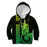 Custom Hawaii Kid Hoodie King Kamehameha - Lime - Wonder Print Shop