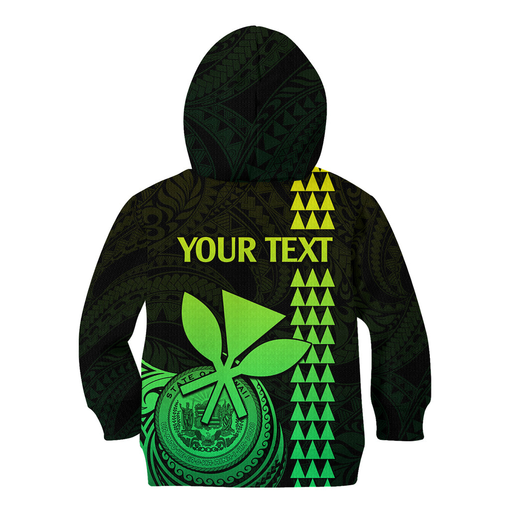 Custom Hawaii Kid Hoodie King Kamehameha - Lime - Wonder Print Shop