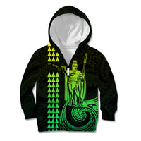 Custom Hawaii Kid Hoodie King Kamehameha - Lime - Wonder Print Shop