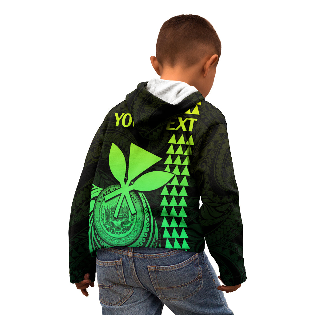 Custom Hawaii Kid Hoodie King Kamehameha - Lime - Wonder Print Shop