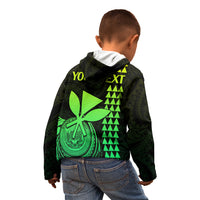 Custom Hawaii Kid Hoodie King Kamehameha - Lime - Wonder Print Shop