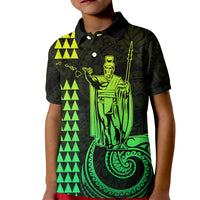 Custom Hawaii Kid Polo Shirt King Kamehameha - Lime - Wonder Print Shop