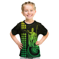 Custom Hawaii Kid T Shirt King Kamehameha - Lime - Wonder Print Shop