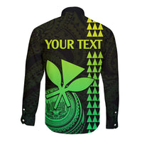 Custom Hawaii Long Sleeve Button Shirt King Kamehameha - Lime - Wonder Print Shop