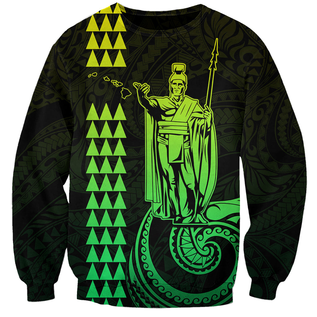 Custom Hawaii Sweatshirt King Kamehameha - Lime - Wonder Print Shop