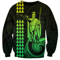 Custom Hawaii Sweatshirt King Kamehameha - Lime - Wonder Print Shop
